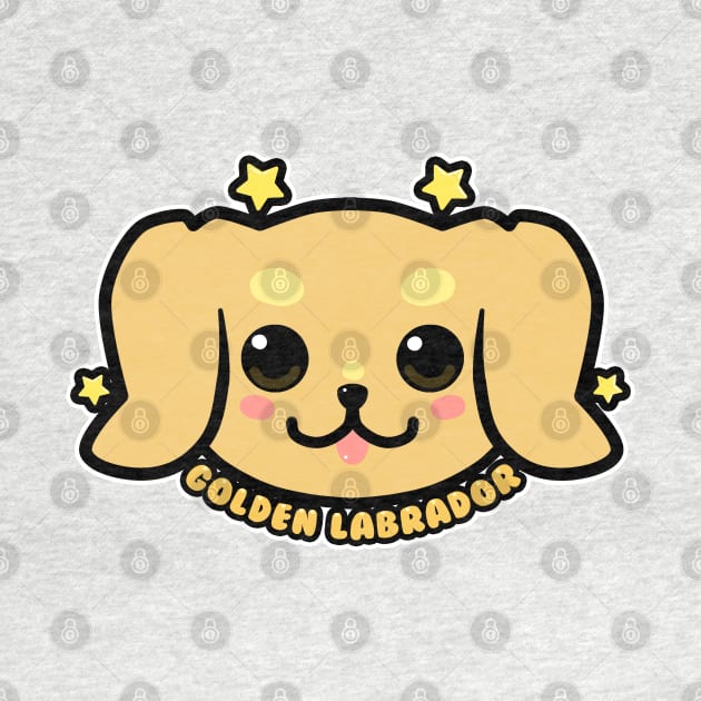 KAWAII Golden Labrador Dog Face by TechraNova